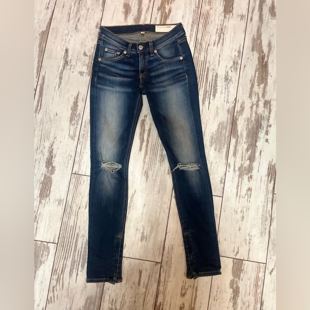 Rag & Bone Zipper Capri Skinny Jeans Distressed Ankle Zip Size 24 NWOT - Picture 15 of 16